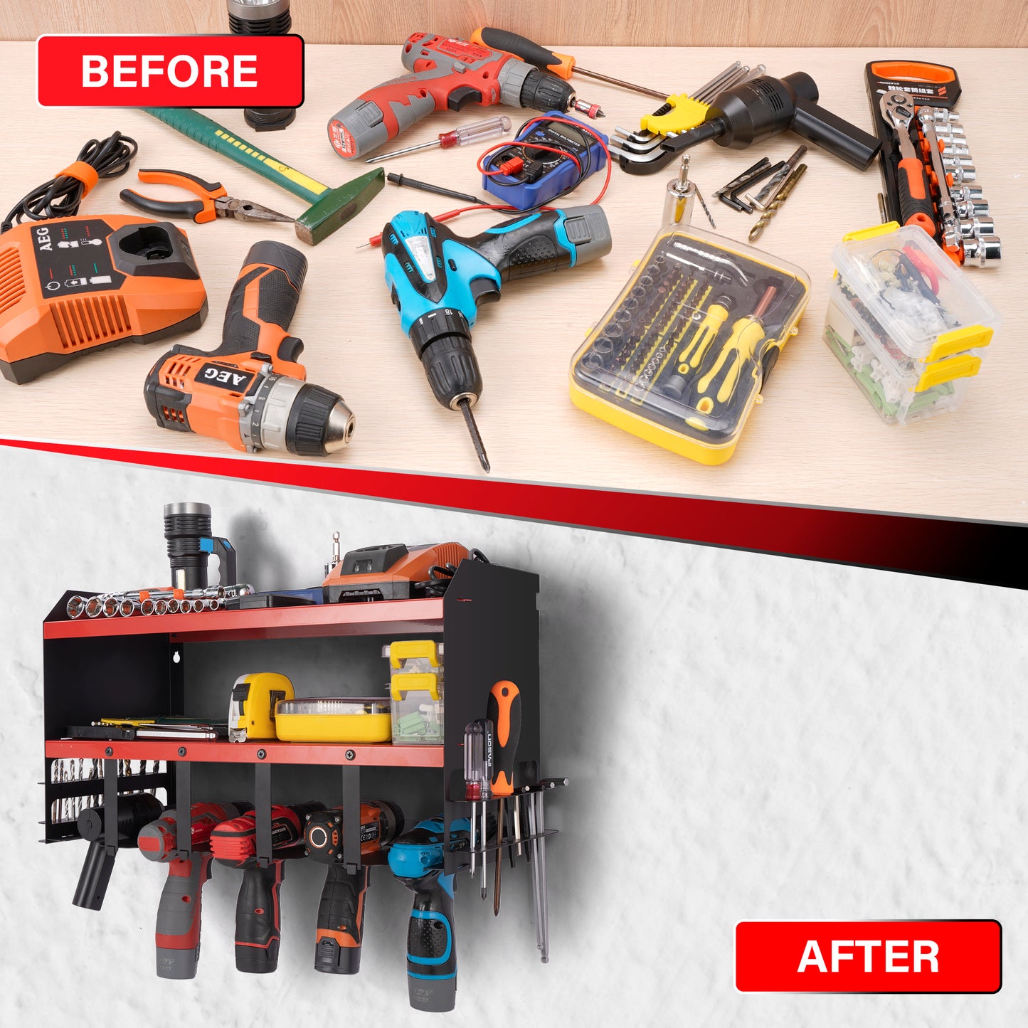 Drill Depot – Heavy Duty Power Tool Organizer & Wall Shelf